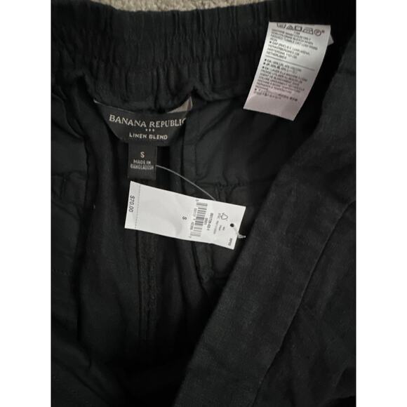 Banana Republic Linen Blend Pull On Wide Leg Cropped Pants Black Size Small - Picture 8 of 9
